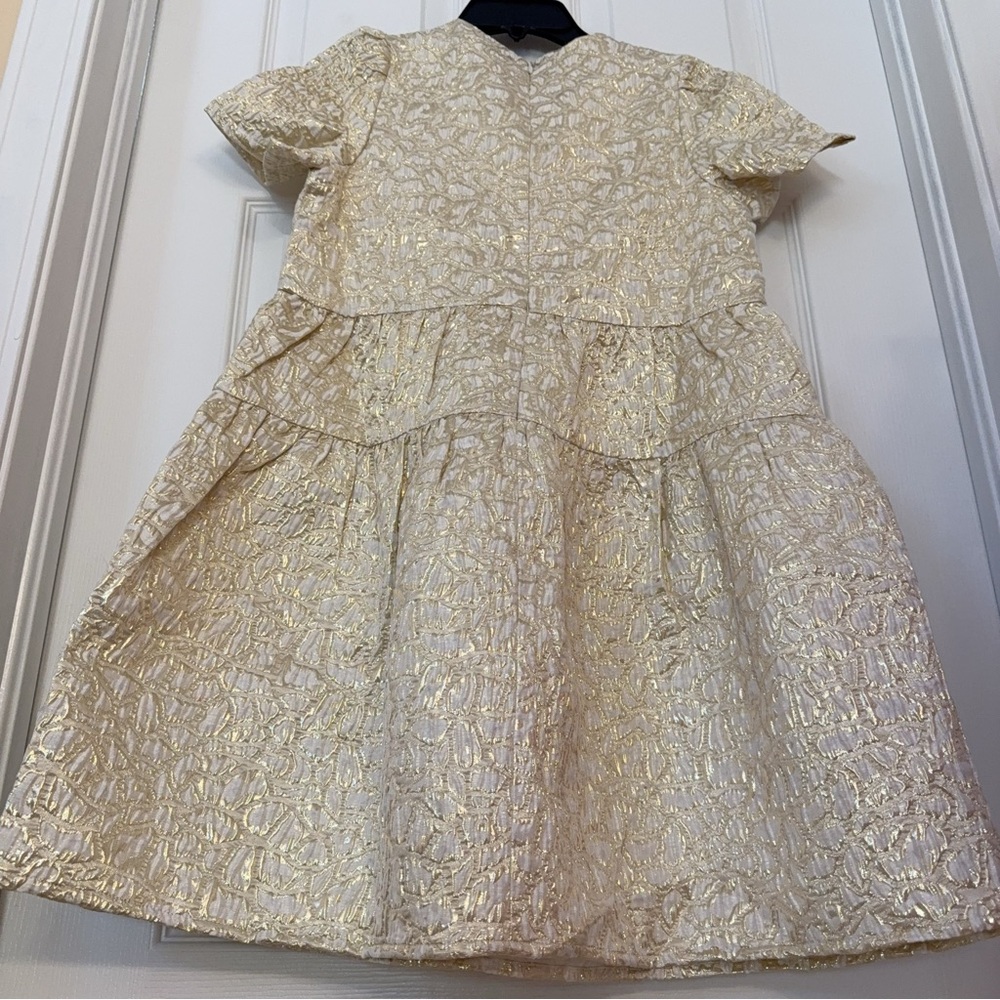 J.CREW Crewcuts Collection Girls puff-sleeve dress in metallic leopard jacquard - Picture 8 of 9